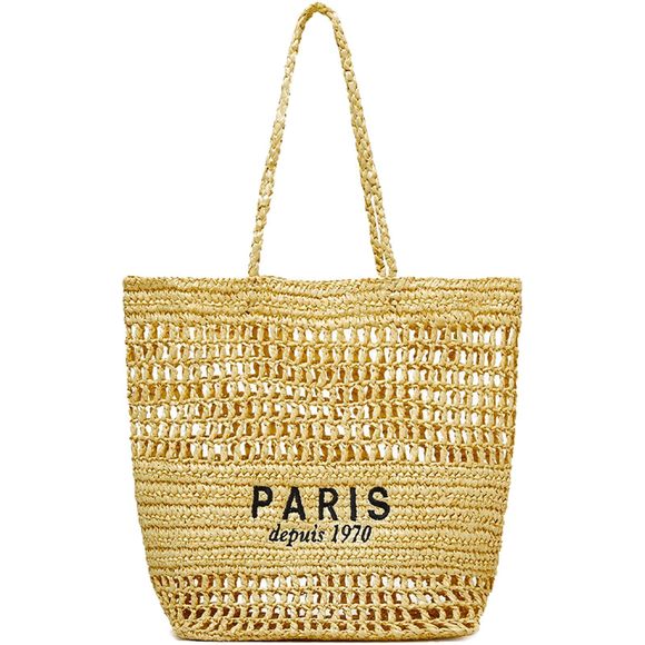 Straw Beach Tote Bag Summer Woven Shoulder Purse Handbag Large :[ - Picture 1 of 6